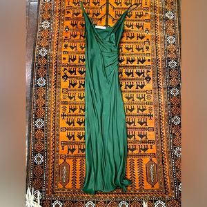 Zara Forest Green Satin long dress